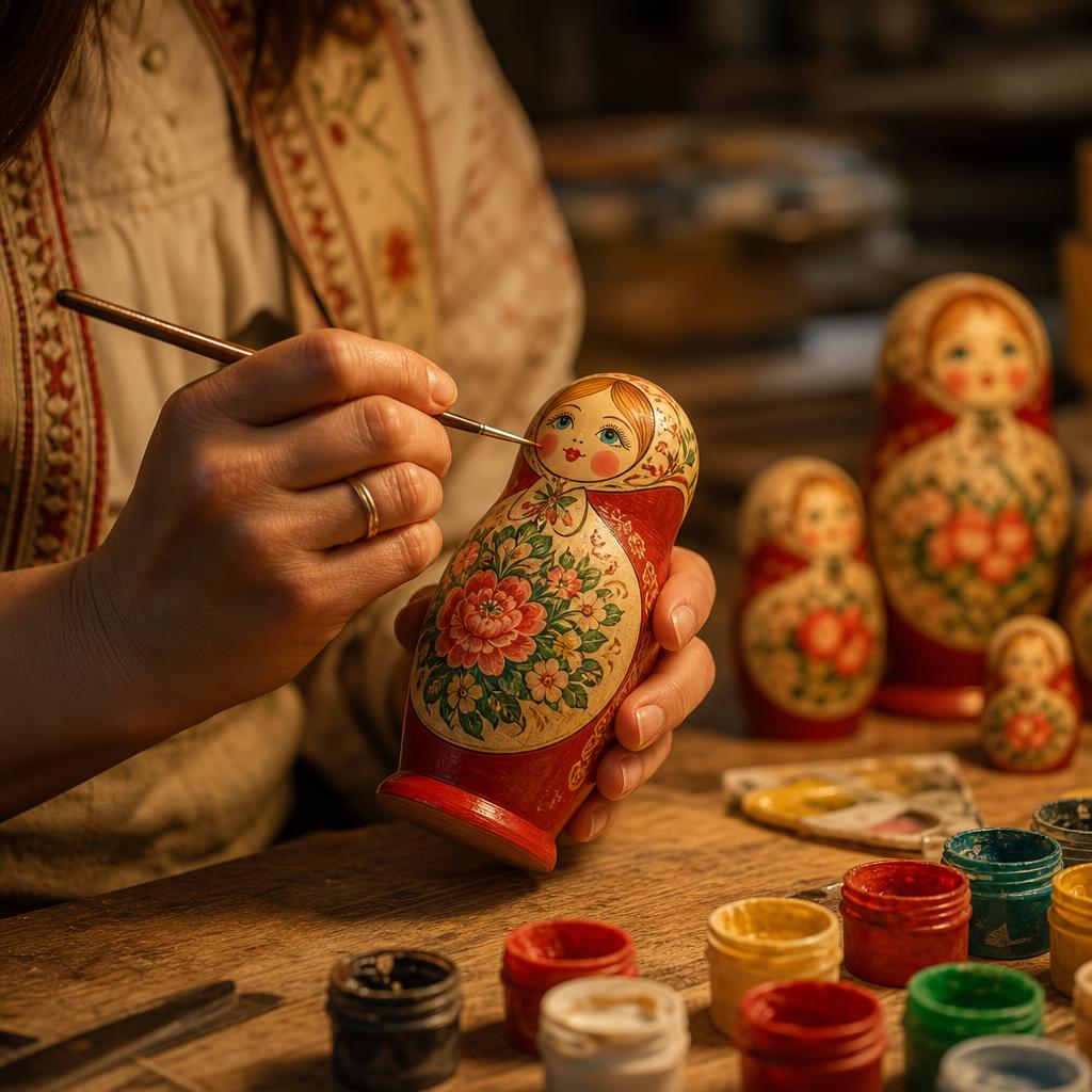 Мастер расписывает деревянную игрушку в уютной мастерской